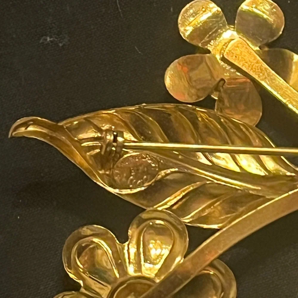 Vintage Floral Brooch Gold Plating over Sterling Silver Coro 1940s